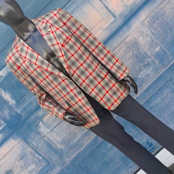 DUALWORTH MEN'S VINTANGE PLAID /CHECK LUXURY BLAZER (1972 -SEE LABEL)
